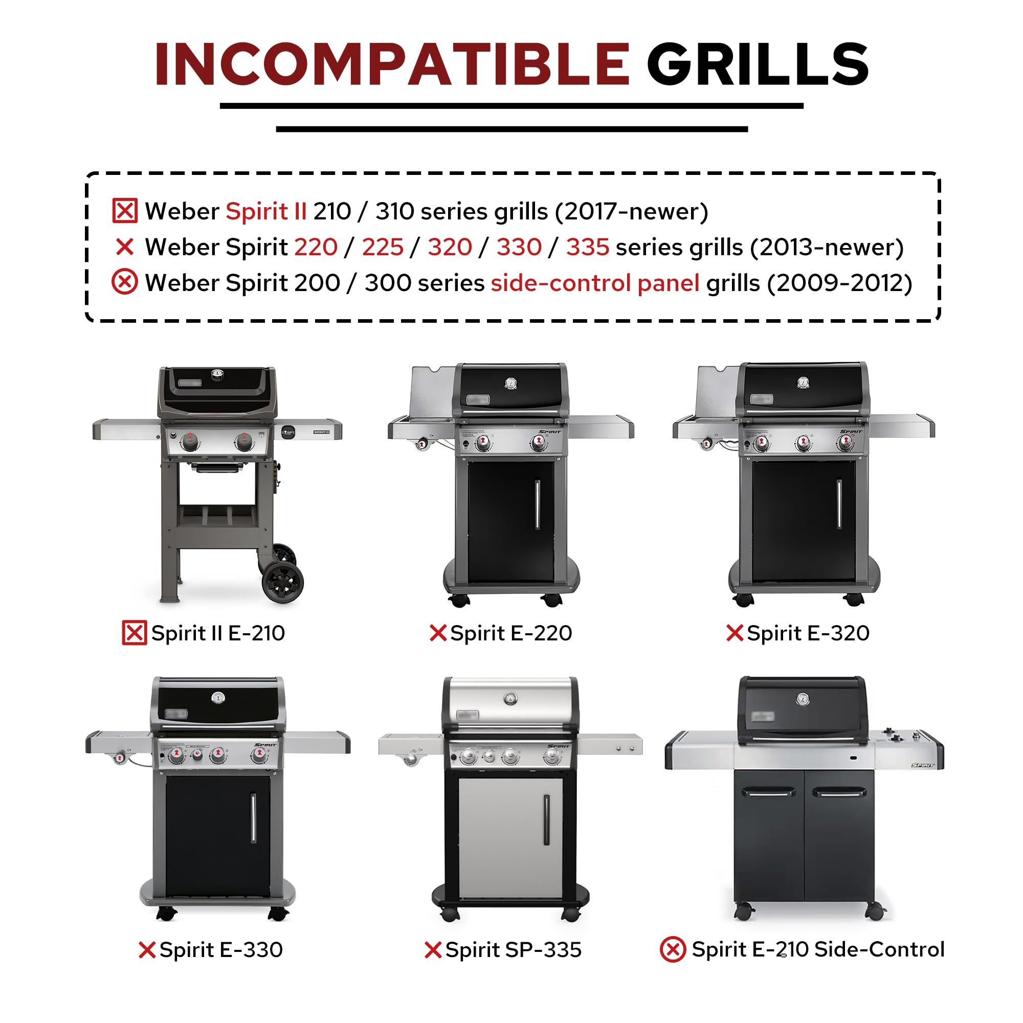 WEMEIKIT 7642 compatibility for Weber Spirit—fits front-control models.