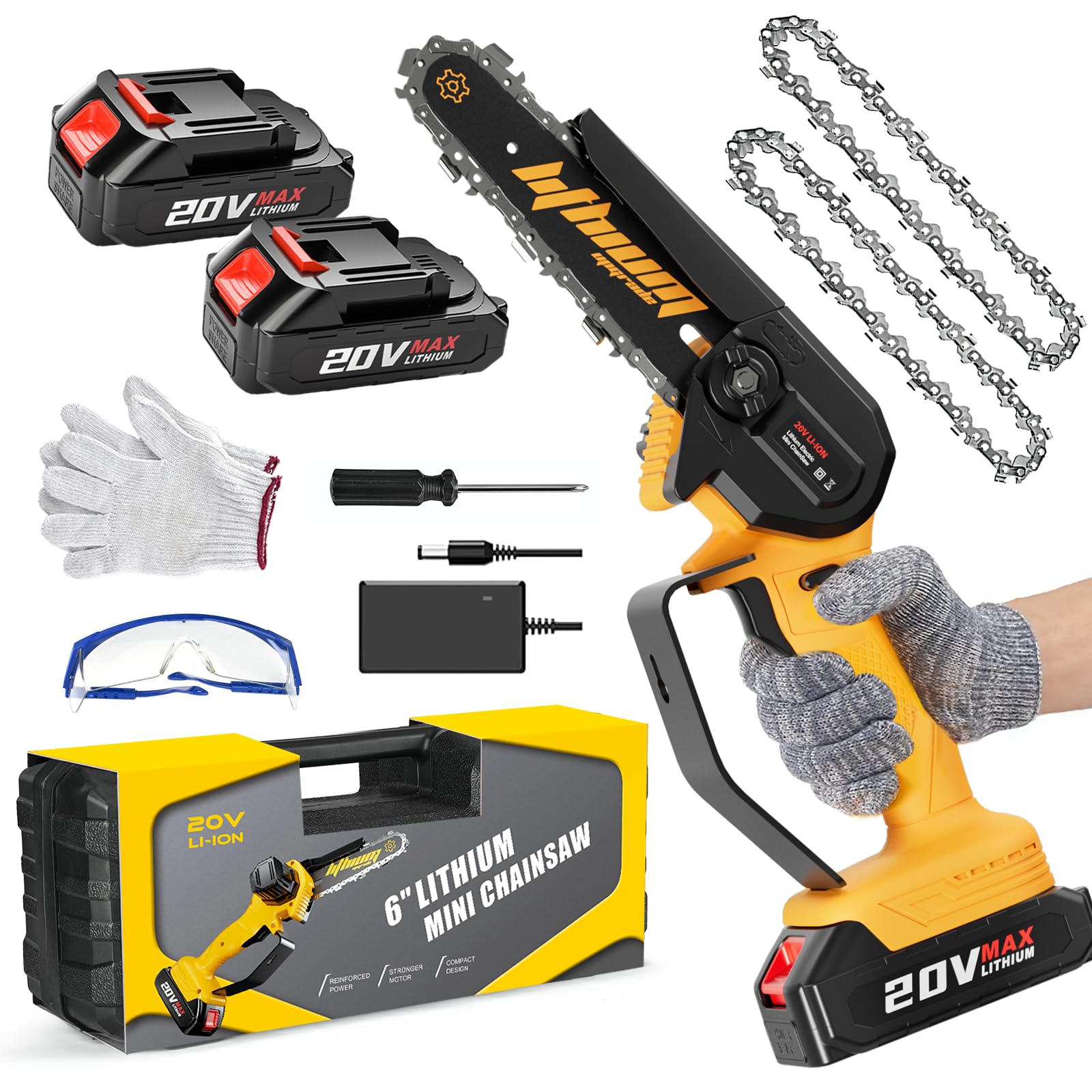 WEMARS mini chainsaw 6inch with battery pack for extended runtime