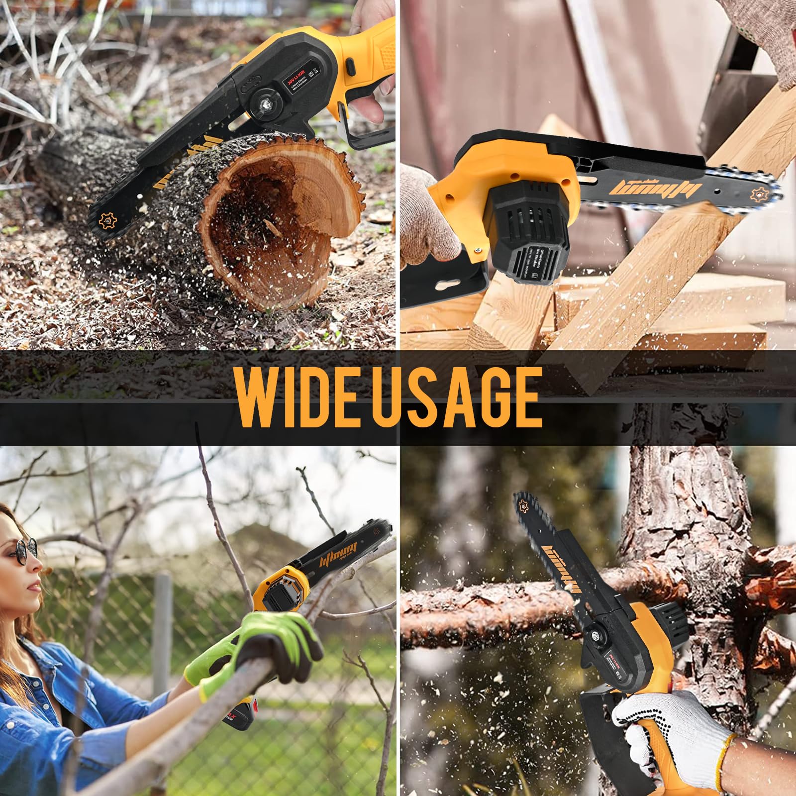 WEMARS mini chainsaw 6inch includes goggles, charger, and extra chains