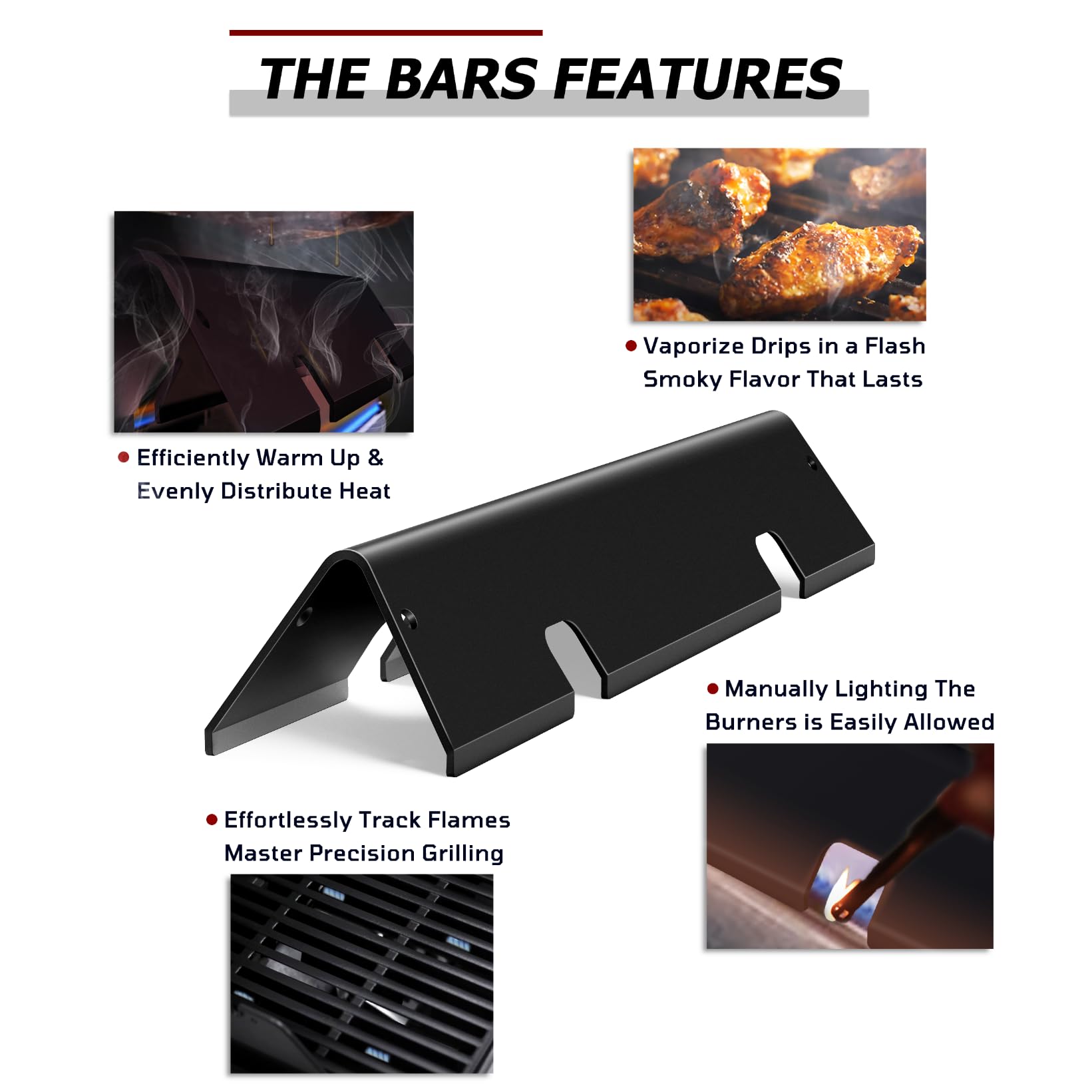 WEMEIKIT flavorizer bar ensures even heat distribution during grilling.