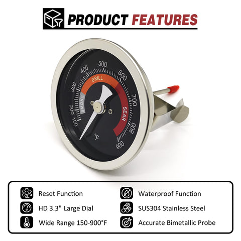 WEMEIKIT extended 3-1/4 inch probe quickly reflects grill temperature