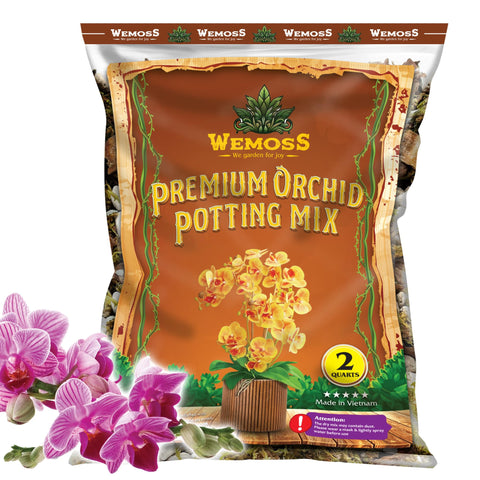 Wemoss orchid potting mix with forest moss maintains moisture for healthy roots.