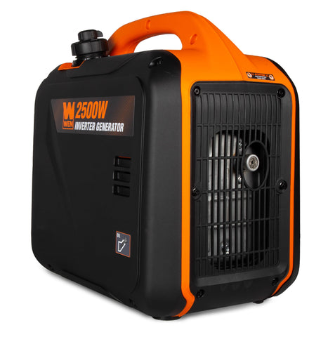 WEN 2500W inverter generator side profile highlighting lightweight portability.