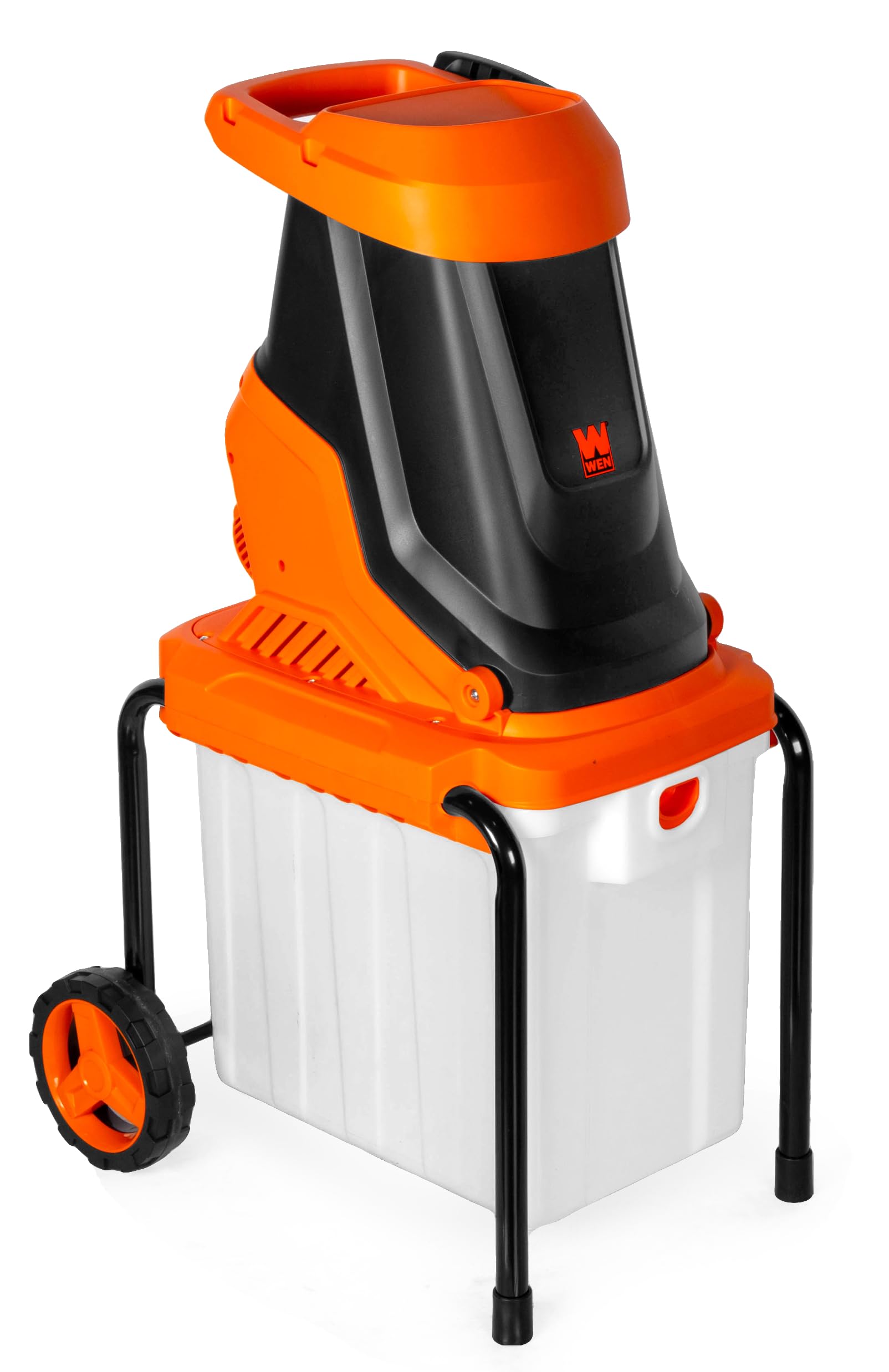 WEN 41130 electric wood chipper front view showing compact design for yard cleanup.