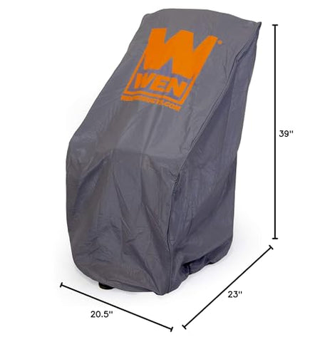 WEN cover's elastic base and drawstring secure a snug universal fit.