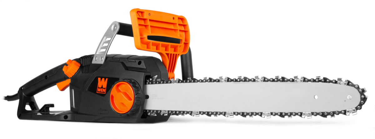 WEN electric chainsaw with an 18-inch bar for clean, emission-free yard cutting.