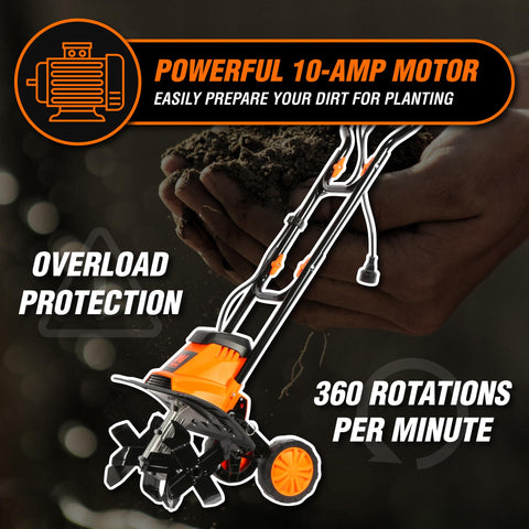 WEN electric tiller overload protection prevents damage from hard rocks