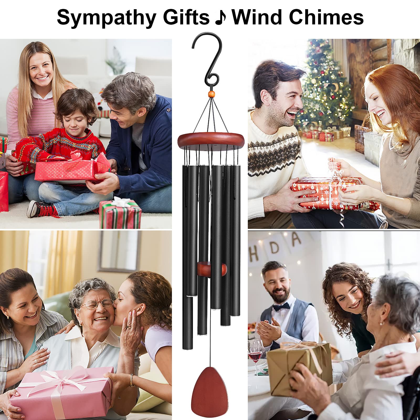 Black wind chime packaging makes a thoughtful gift for mom or neighbors