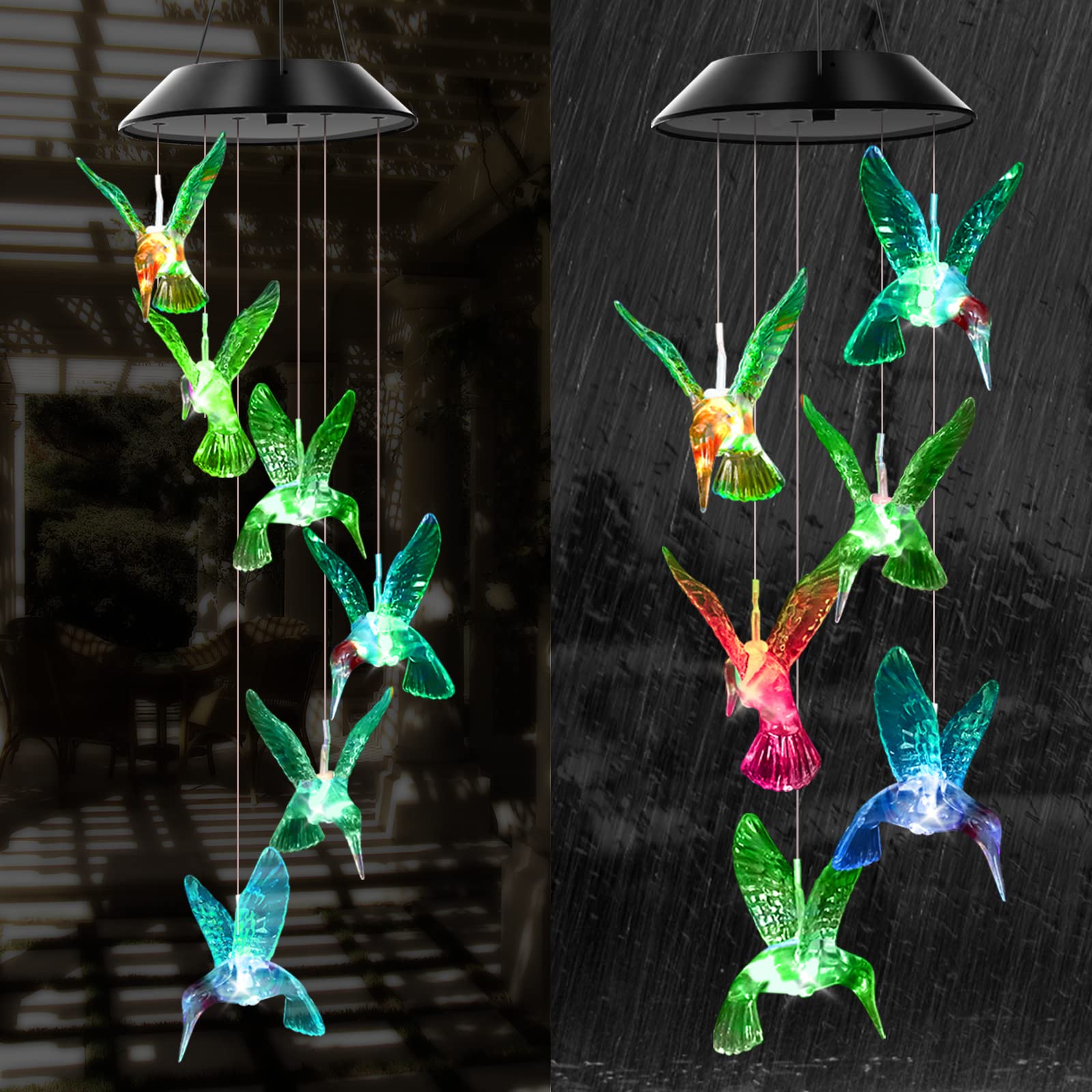 WENANA garden light chime enhances evenings with colorful glow.
