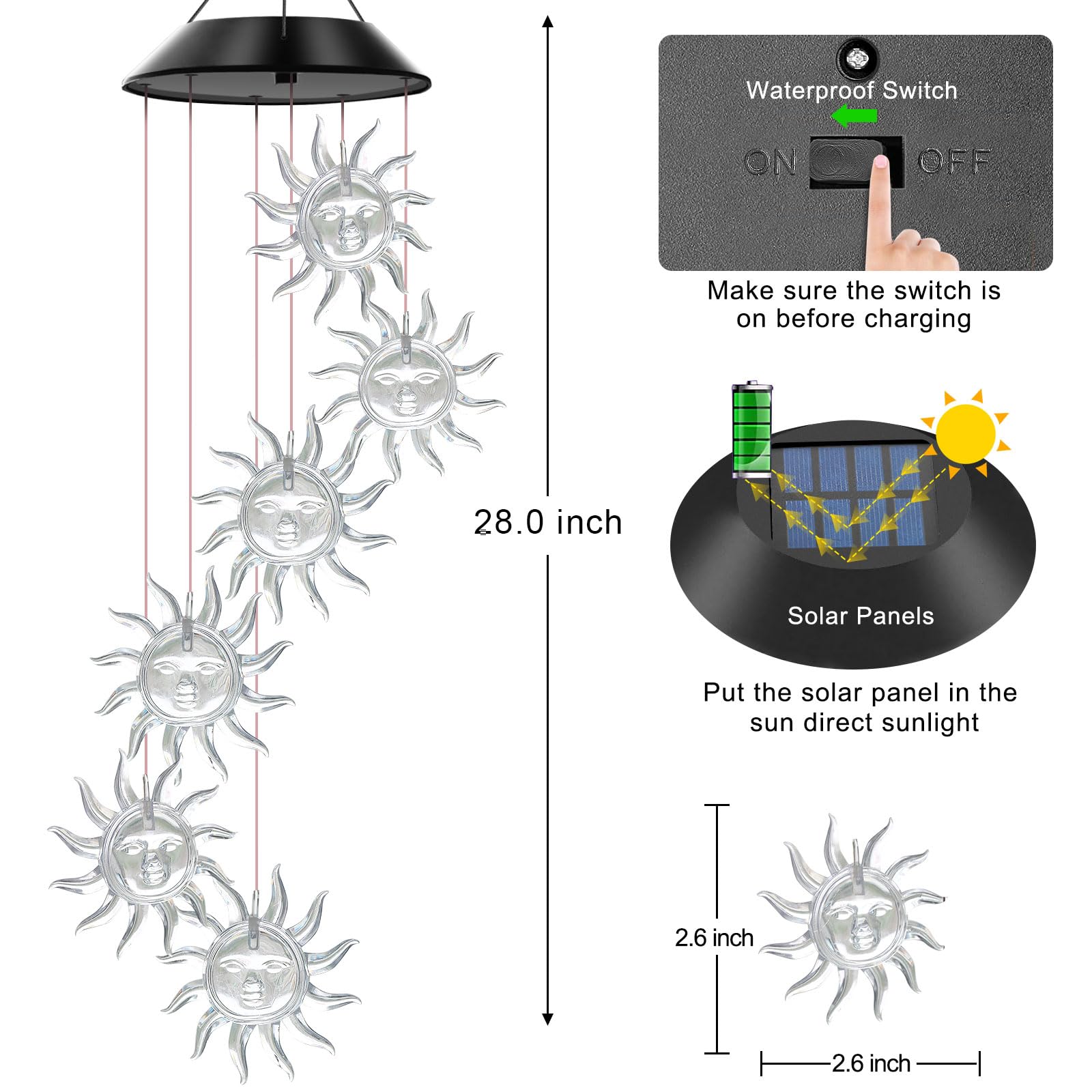 WENANA outdoor garden decor with solar-powered lights for ambience.