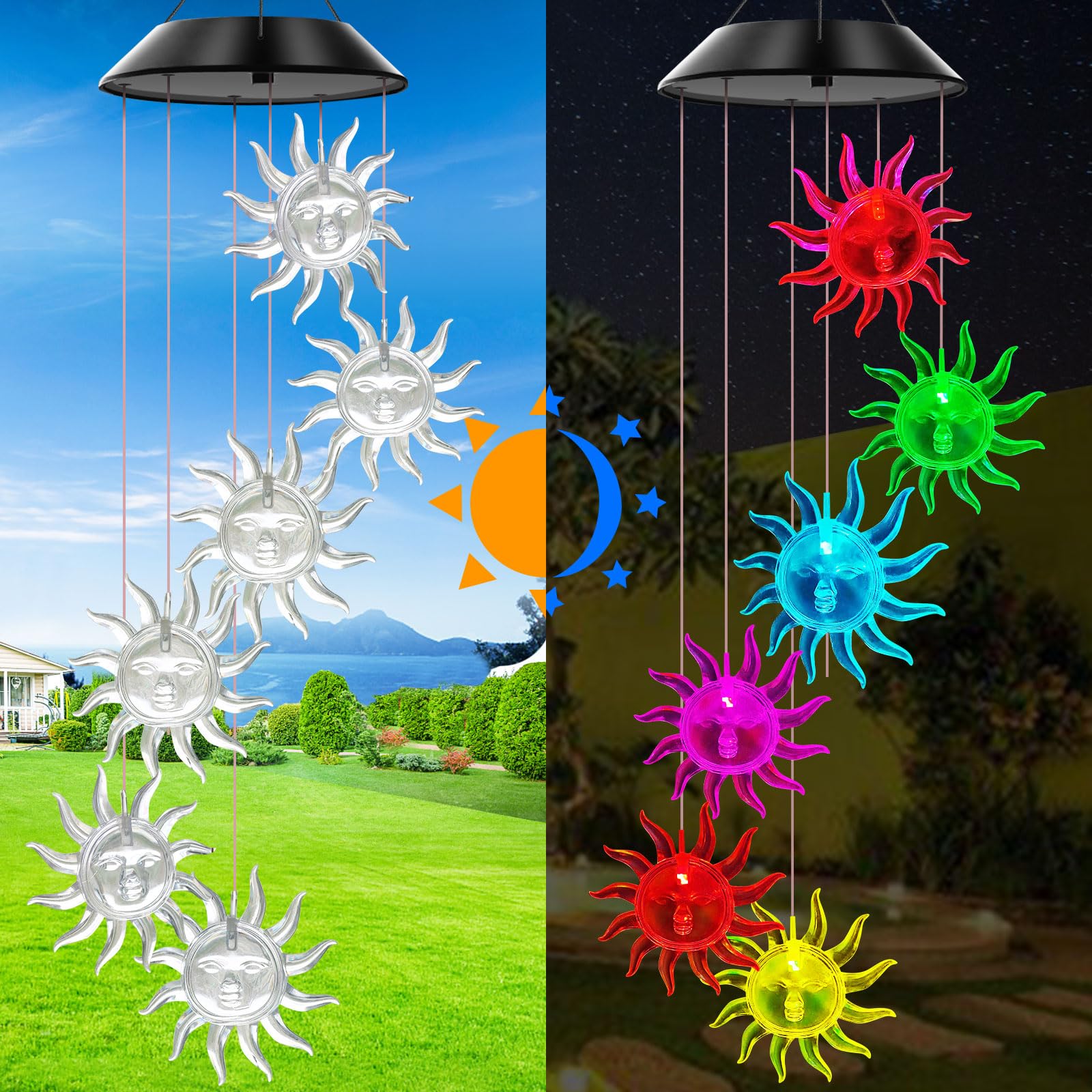 WENANA solar-powered hanging chimes for easy outdoor setup.