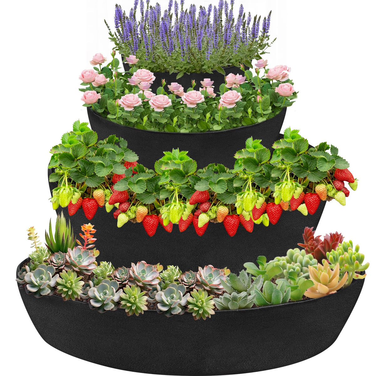Wenfan 4-tier strawberry planter front view with spacious growing area