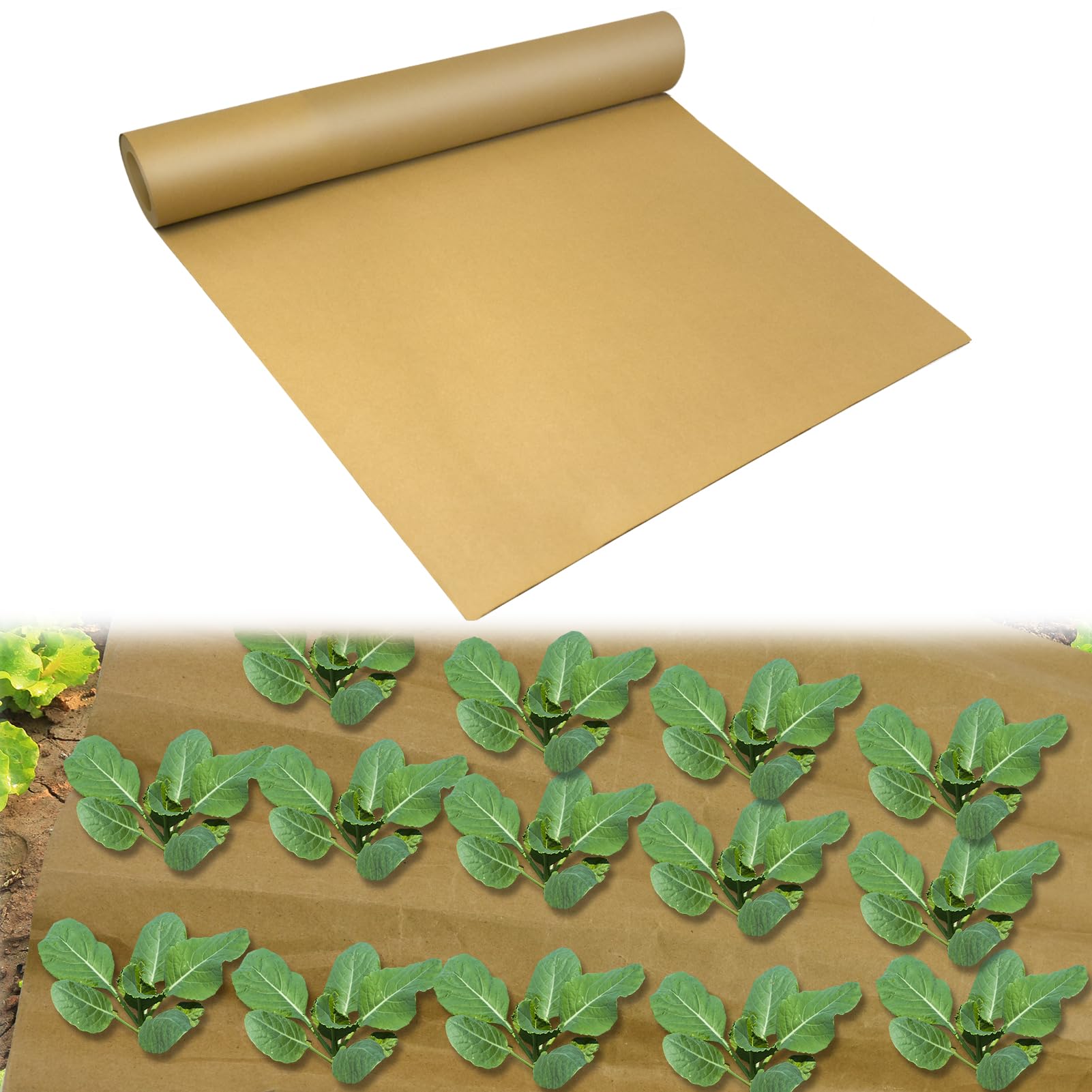 Wenfan biodegradable paper weed barrier roll for easy, eco-friendly garden weed suppression.