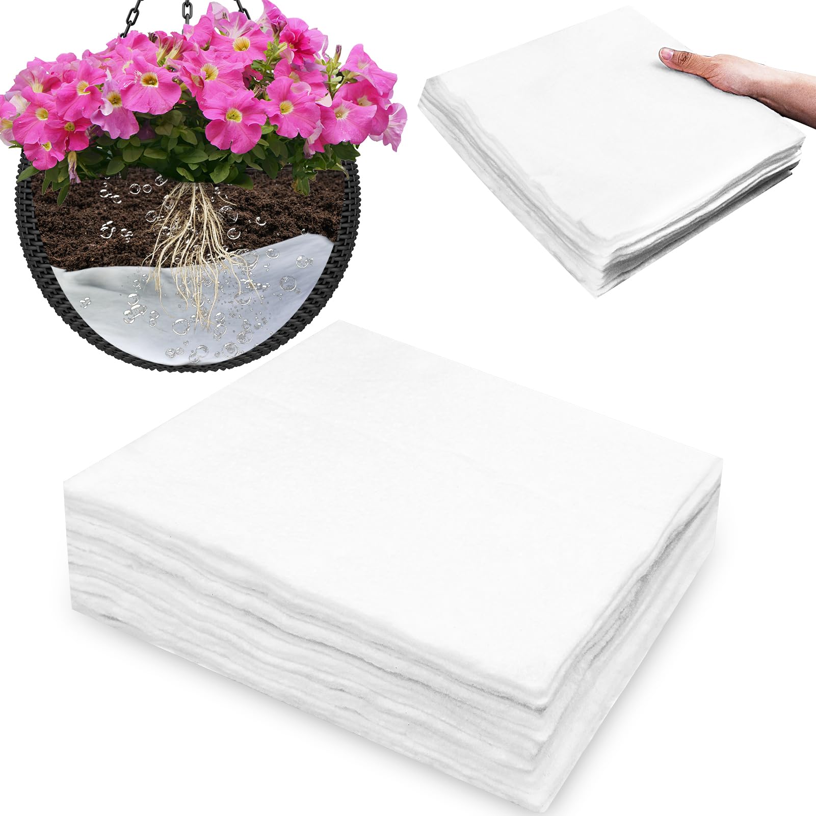 Wenfan self-watering liner at basket bottom stores moisture for roots.
