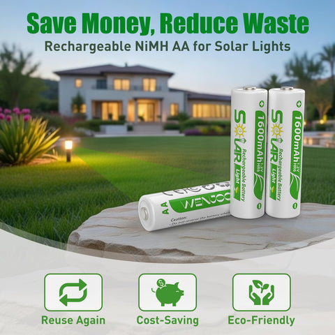 WENJOOP easy charging in solar lights or NiMH charger