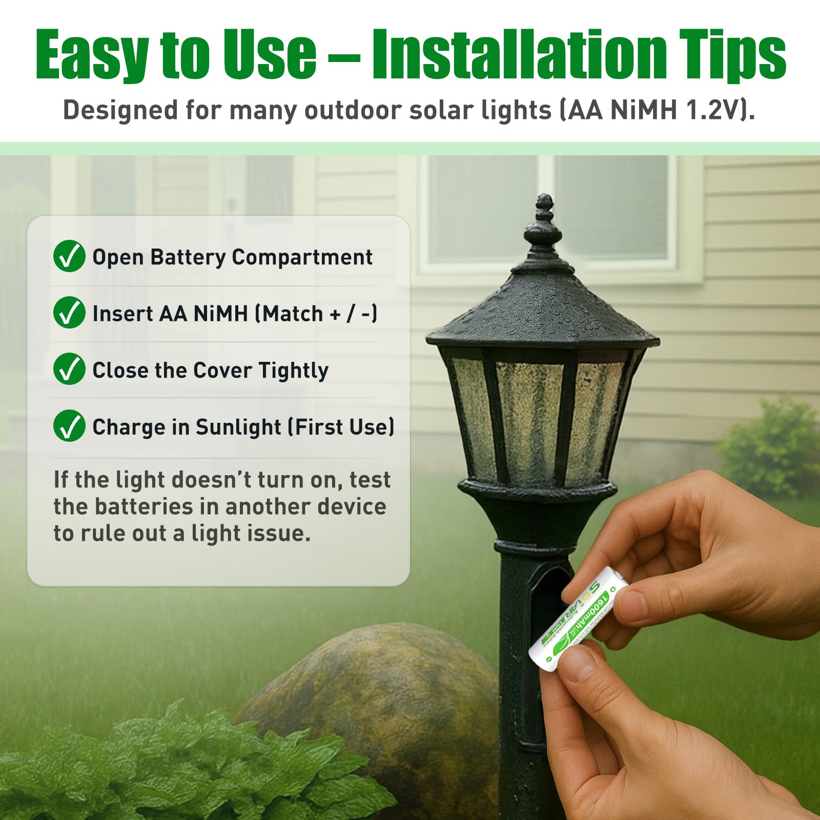 WENJOOP batteries designed for outdoor gardens, decks, and fence lighting systems