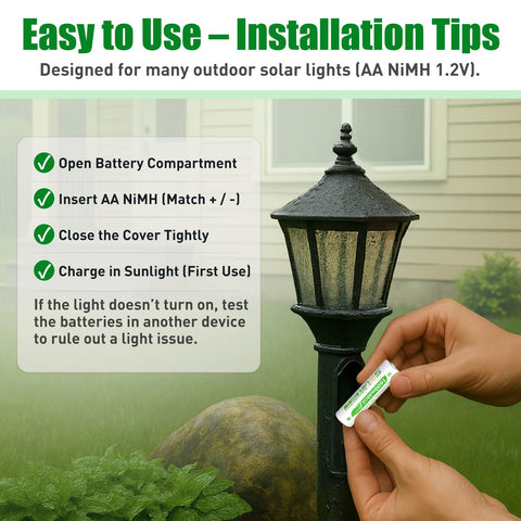 WENJOOP batteries designed for outdoor gardens, decks, and fence lighting systems