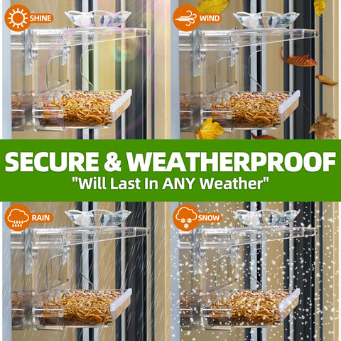 WENMIXER sturdy suction mount keeps feeder secure outdoors.
