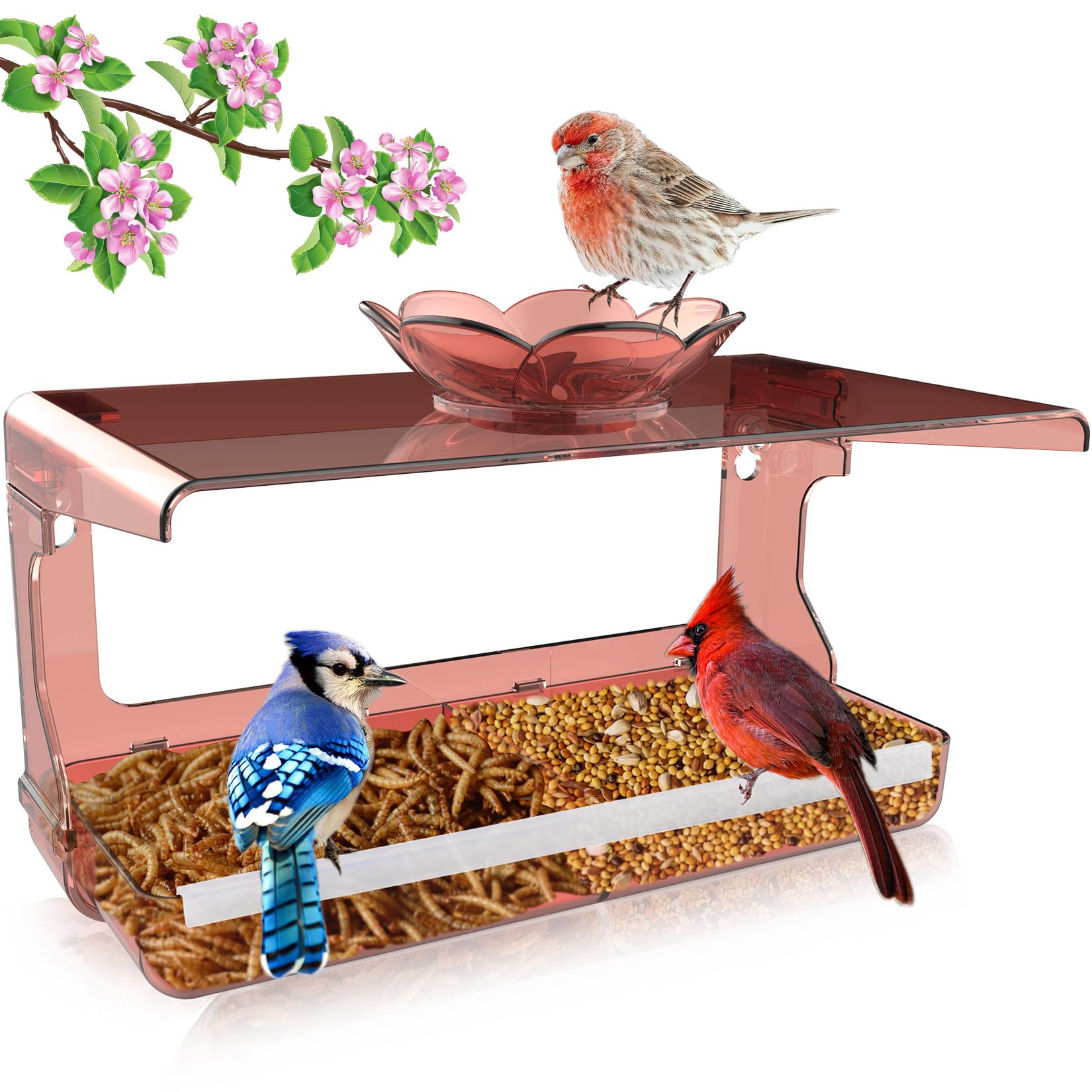 WENMIXER window bird feeder with clear view for close bird watching from indoors