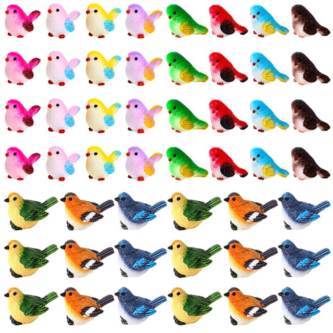 Wenqik 50-piece resin bird figurines set for vibrant miniature scenes