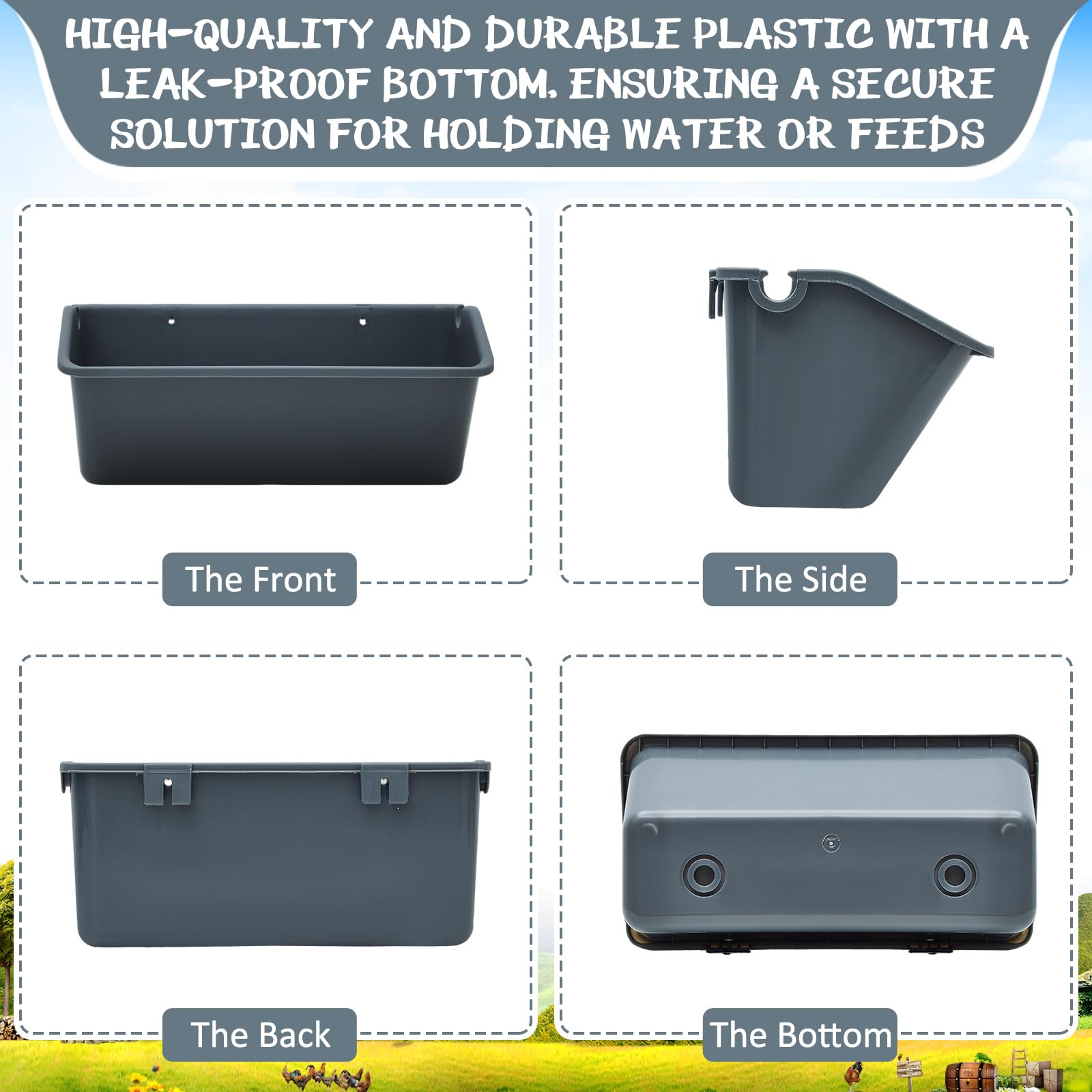 Wenqik goat feeder with clips provides secure installation on a fence.