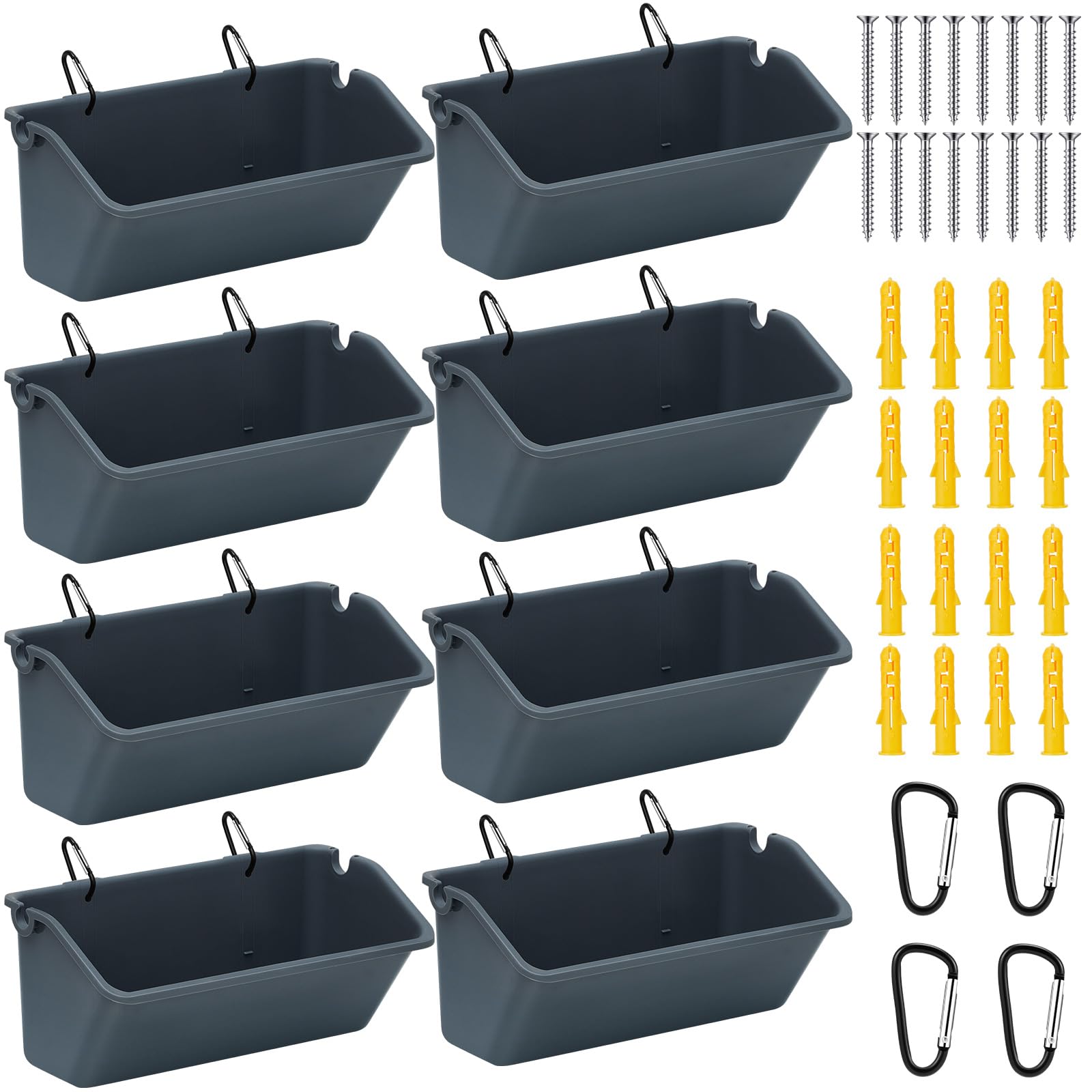 Wenqik 8-pack 5qt hanging chicken feeder mounted for clean, elevated feeding.