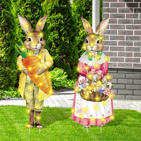 Wenqik Easter bunny yard stake with sturdy ground stakes