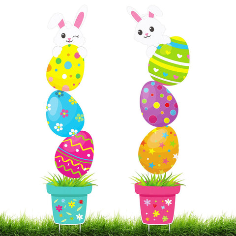 Wenqik Easter bunny yard sign features playful imagery for an inviting garden display.
