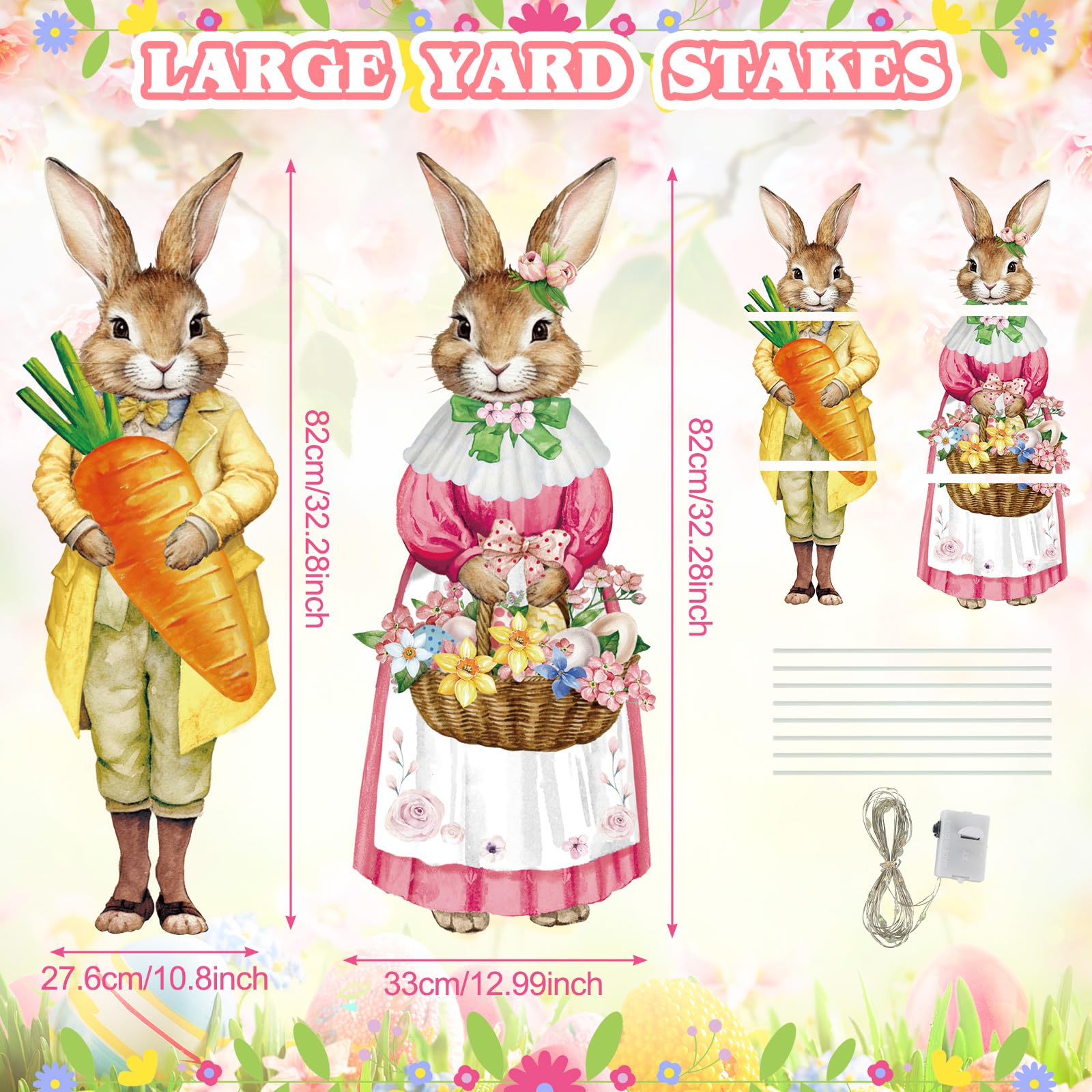 Wenqik Easter bunny yard stake in green decor adds spring charm to lawns