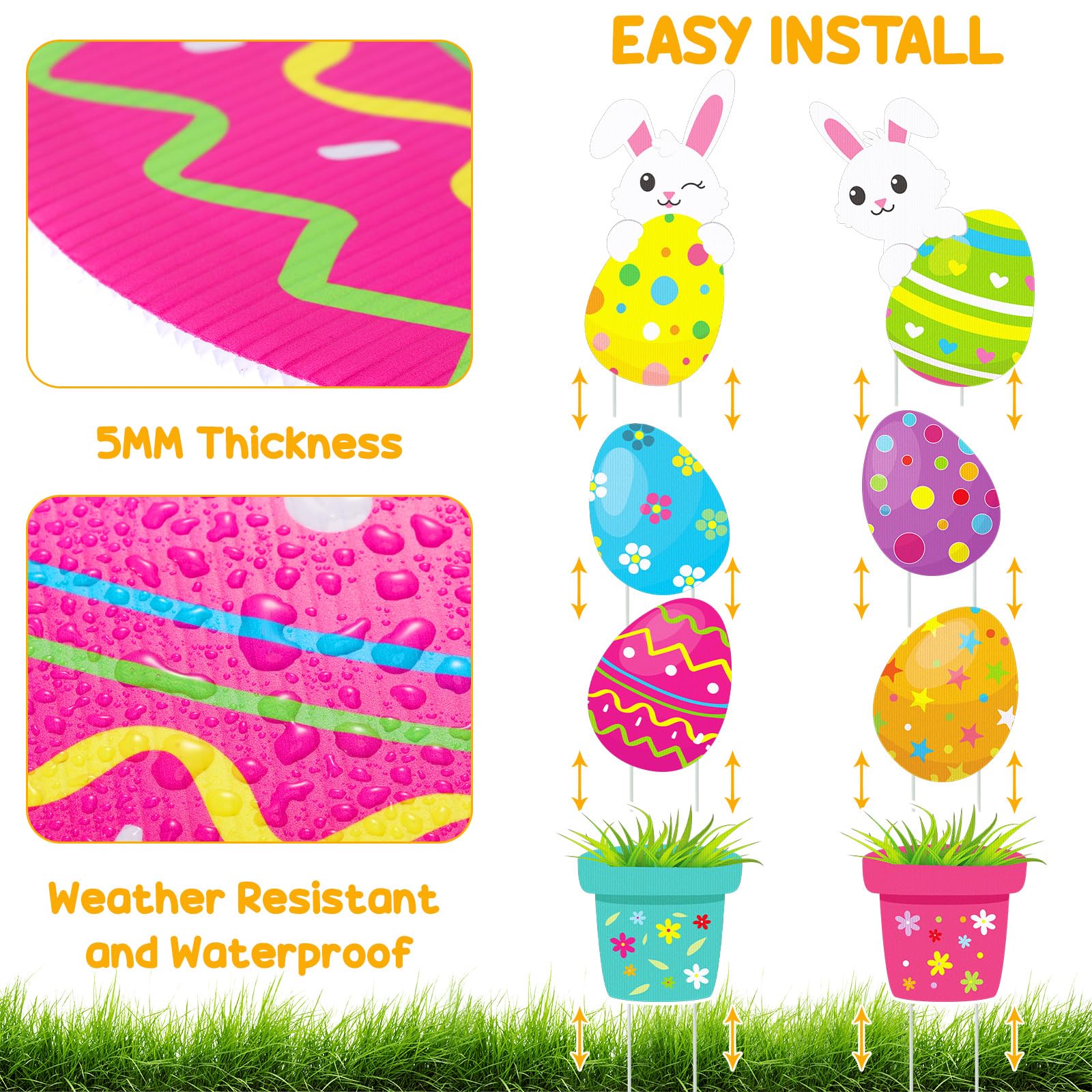 Wenqik Easter walkway signs line entrances with festive appeal.