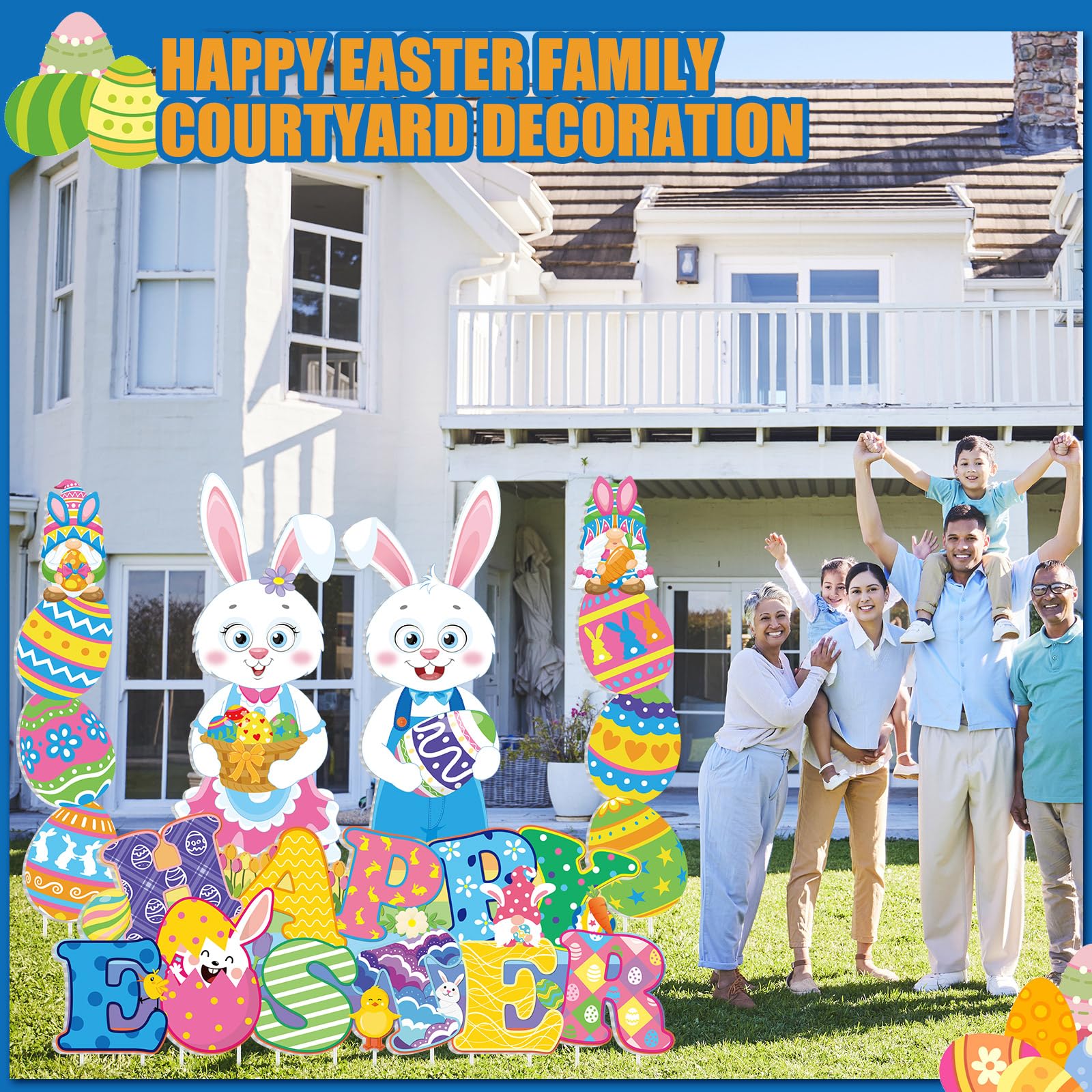 Wenqik Easter yard sign easy install stake system