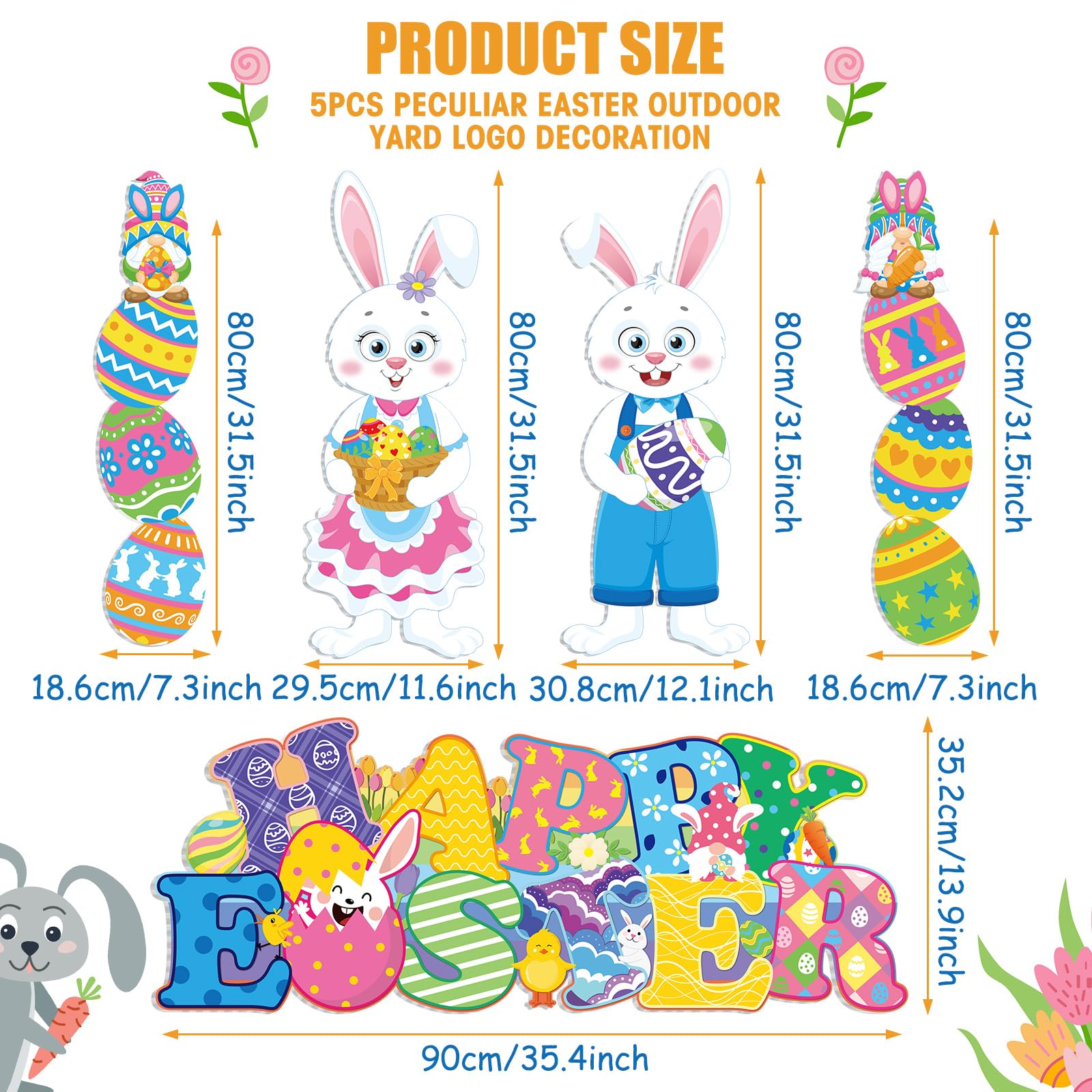 Wenqik Easter yard sign egg with stake for outdoor use