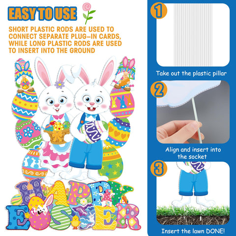 Wenqik Easter yard sign bunny and eggs display for patios