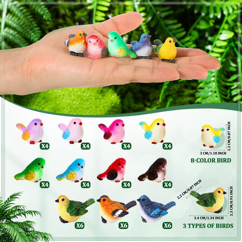Wenqik mini bird figurines 2.2 cm for small decorative niches