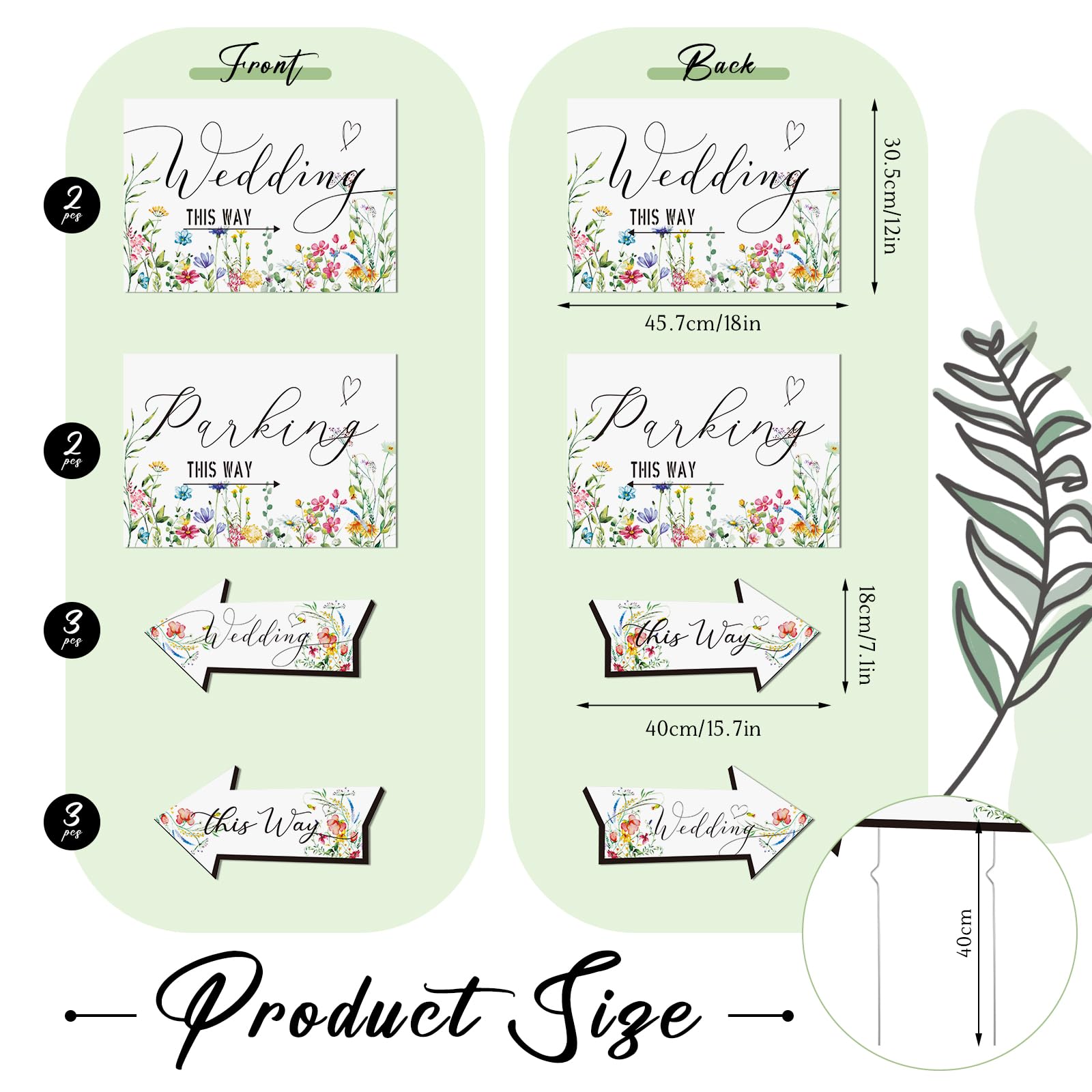 Wenqik arrow signs double-sided for easy navigation to ceremony or reception