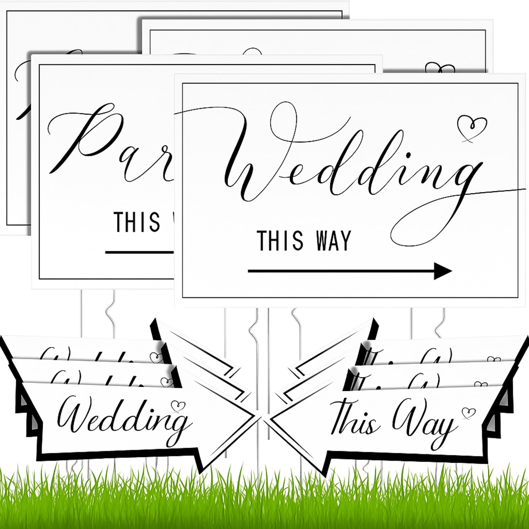 Wenqik square wedding directional sign guides parking with clear visibility.