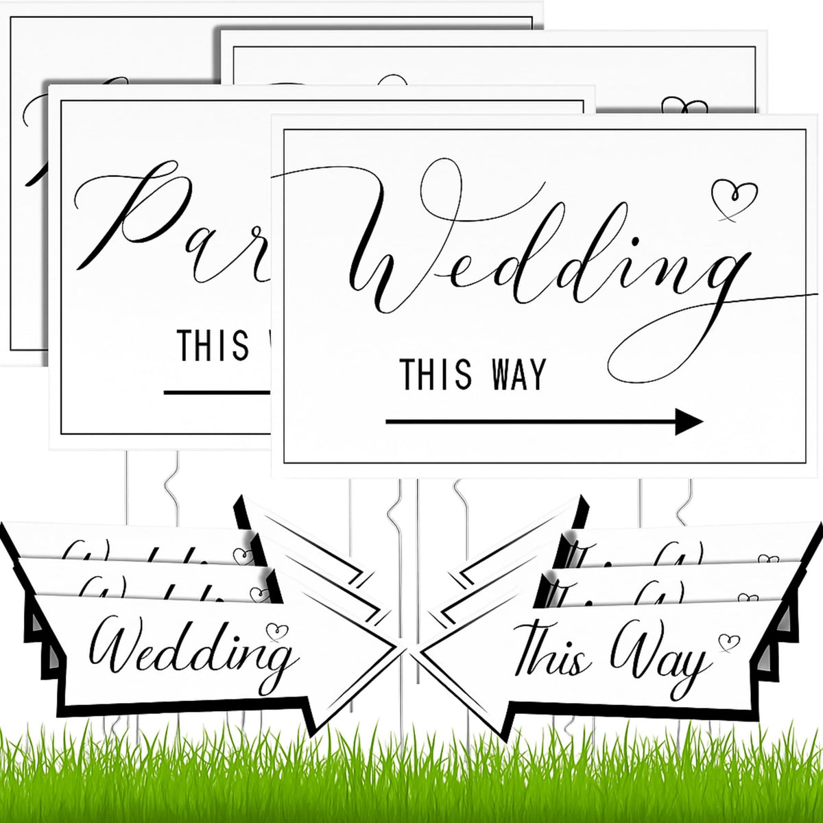 Wenqik square wedding directional sign guides parking with clear visibility.