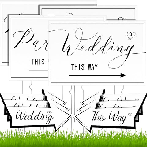 Wenqik square wedding directional sign guides parking with clear visibility.