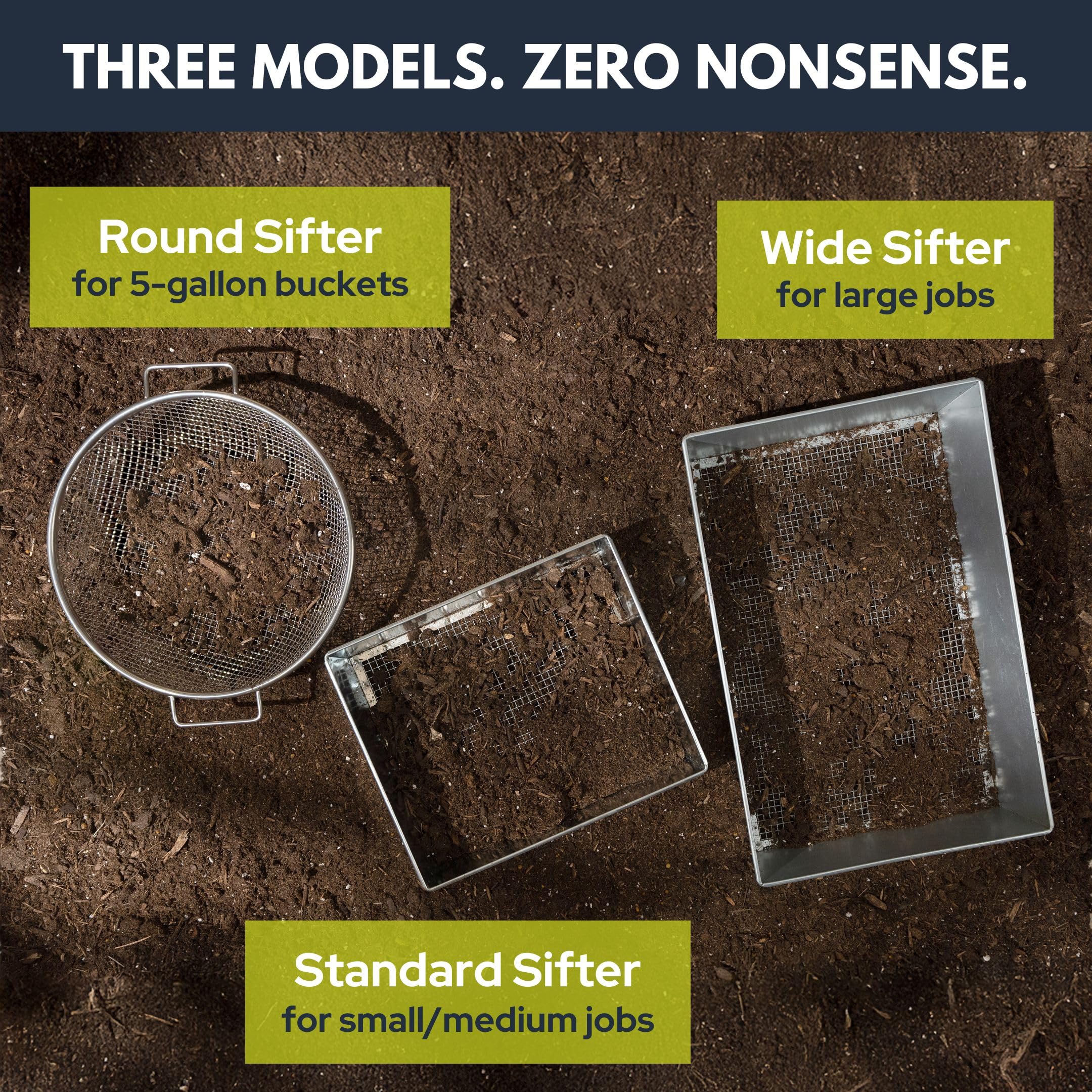 Wenses Wide sifter used in outdoor settings for big projects.