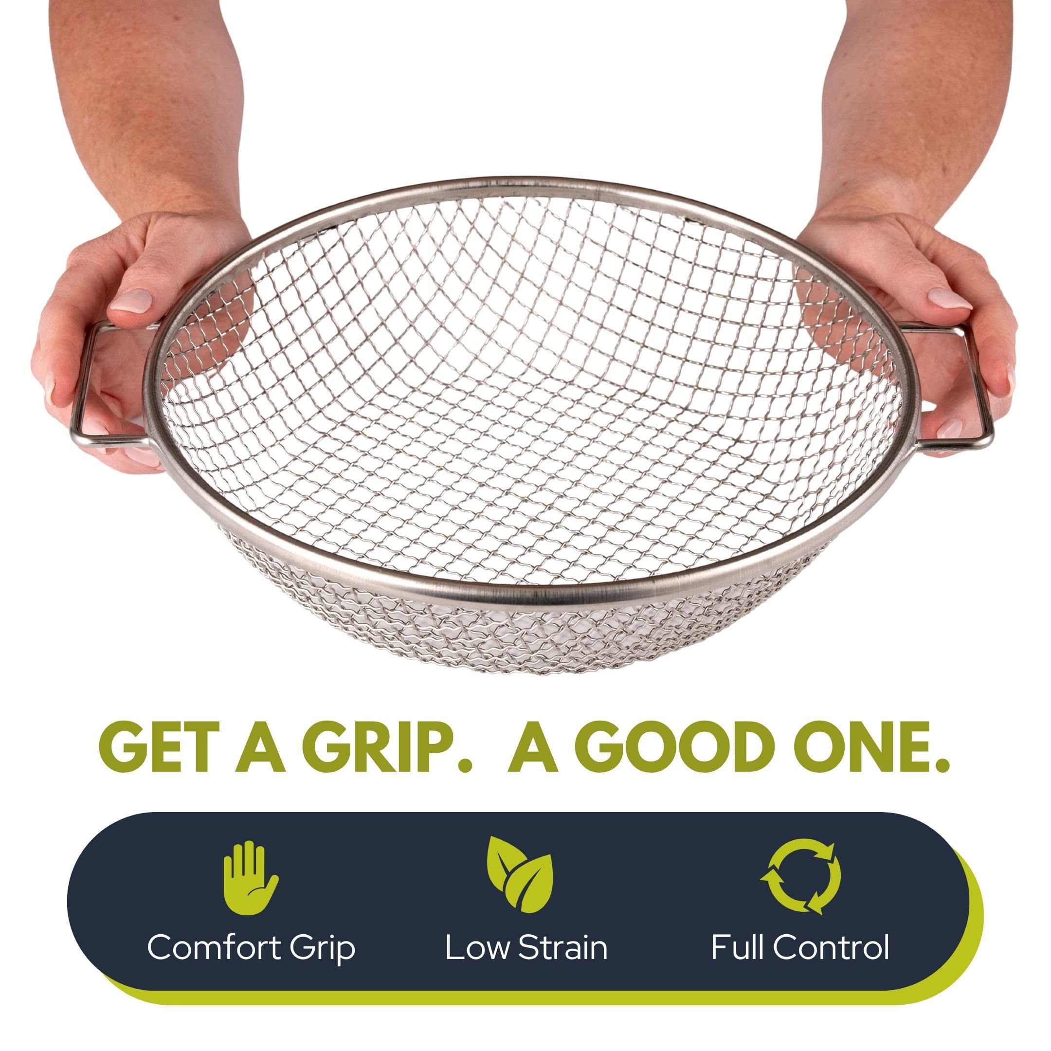 Wenses 3/8-inch mesh detail lets good material pass while holding back chunky debris.