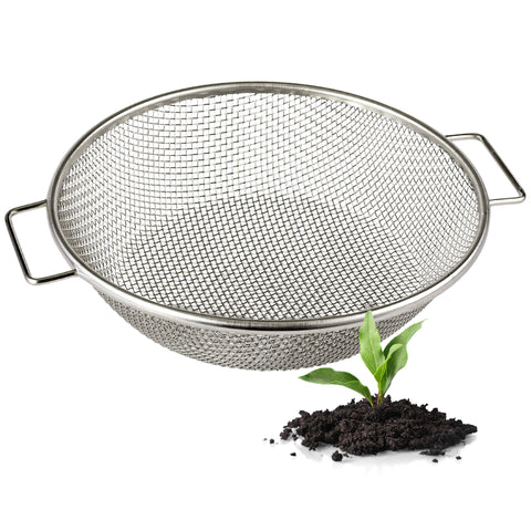 Wenses round soil sifter on a bucket for quick screening outdoors
