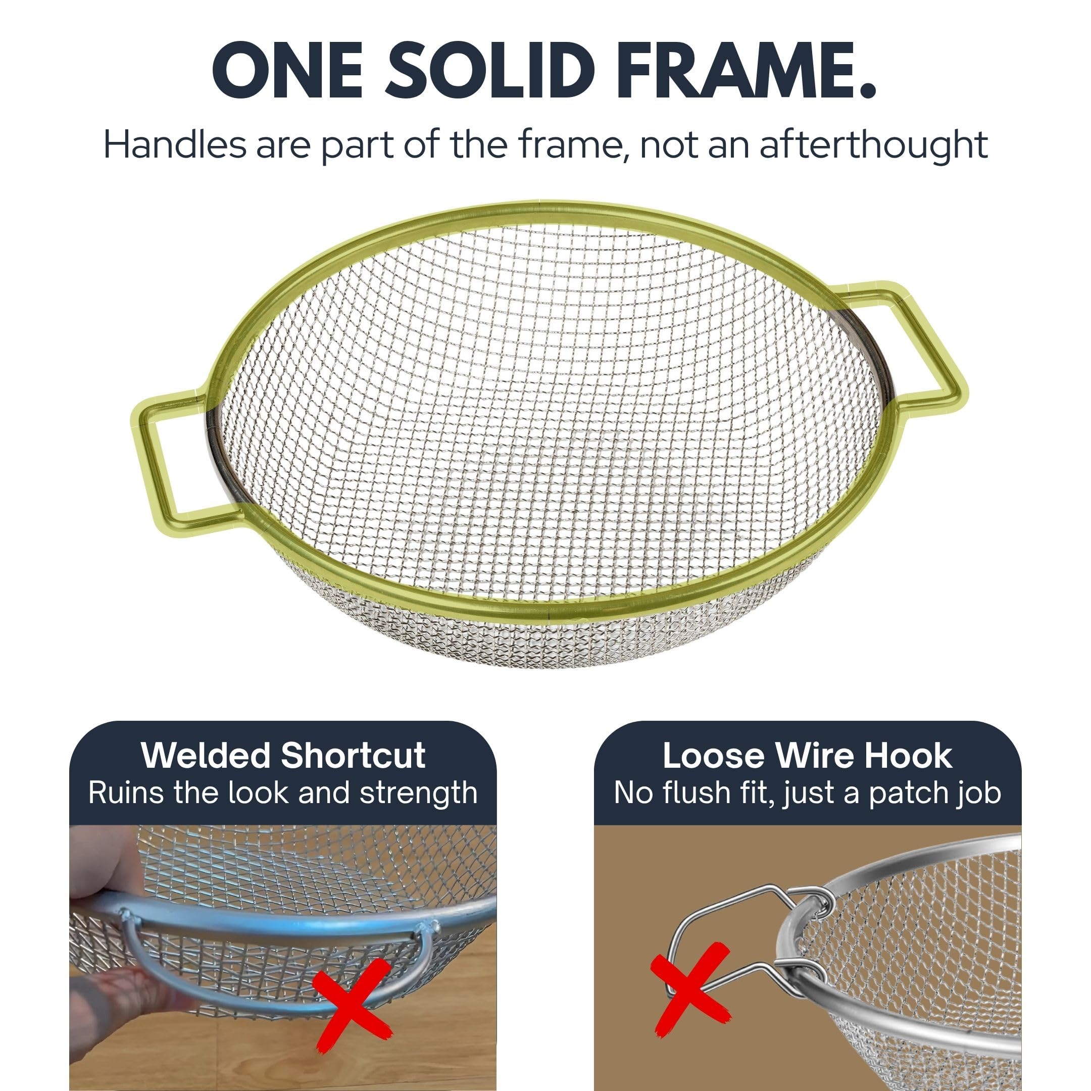 Wenses easy-grip handles reduce strain during sieving tasks.