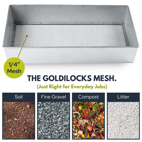 Wenses Soil Sifter with 1/4-inch mesh for precise filtering.