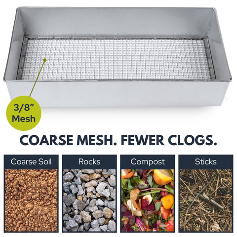 Wenses soil sifter built from galvanized steel for durable outdoor use.