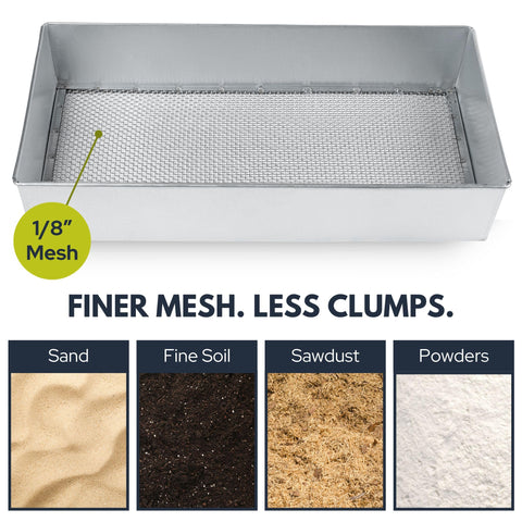 Wenses Soil Sifter Wide close-up of 1/8-inch mesh for finer filtering