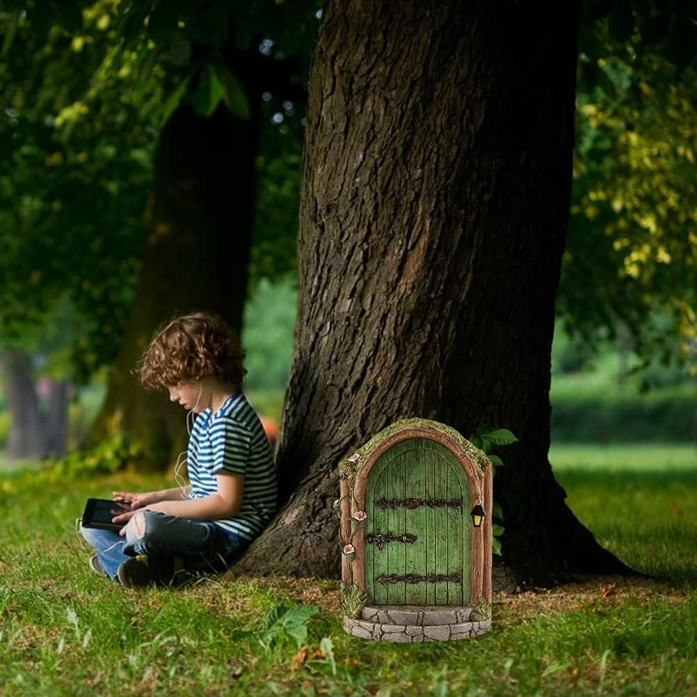 Wentoenapp gnome door for tree trunk enhances whimsical yard decor