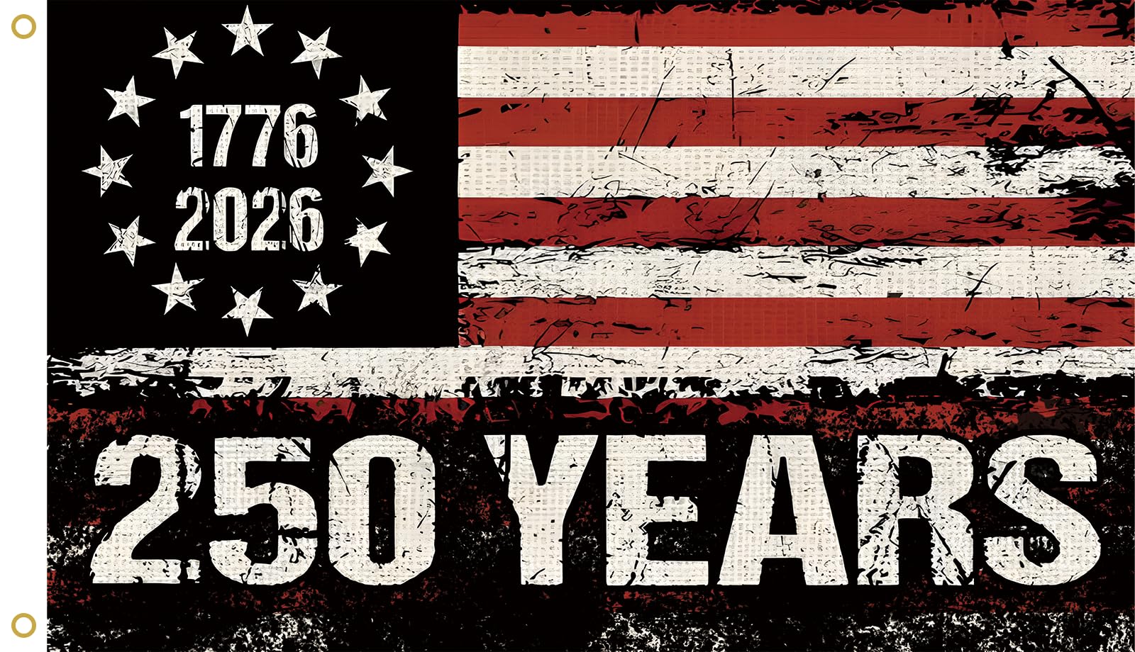 WENWELL 250th anniversary flag, 3x5 ft, brass grommets for outdoor display.