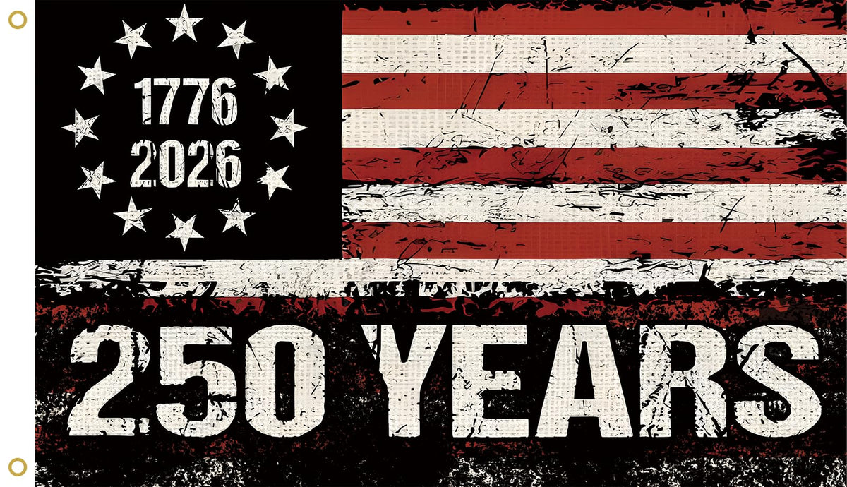 WENWELL 250th anniversary flag, 3x5 ft, brass grommets for outdoor display.