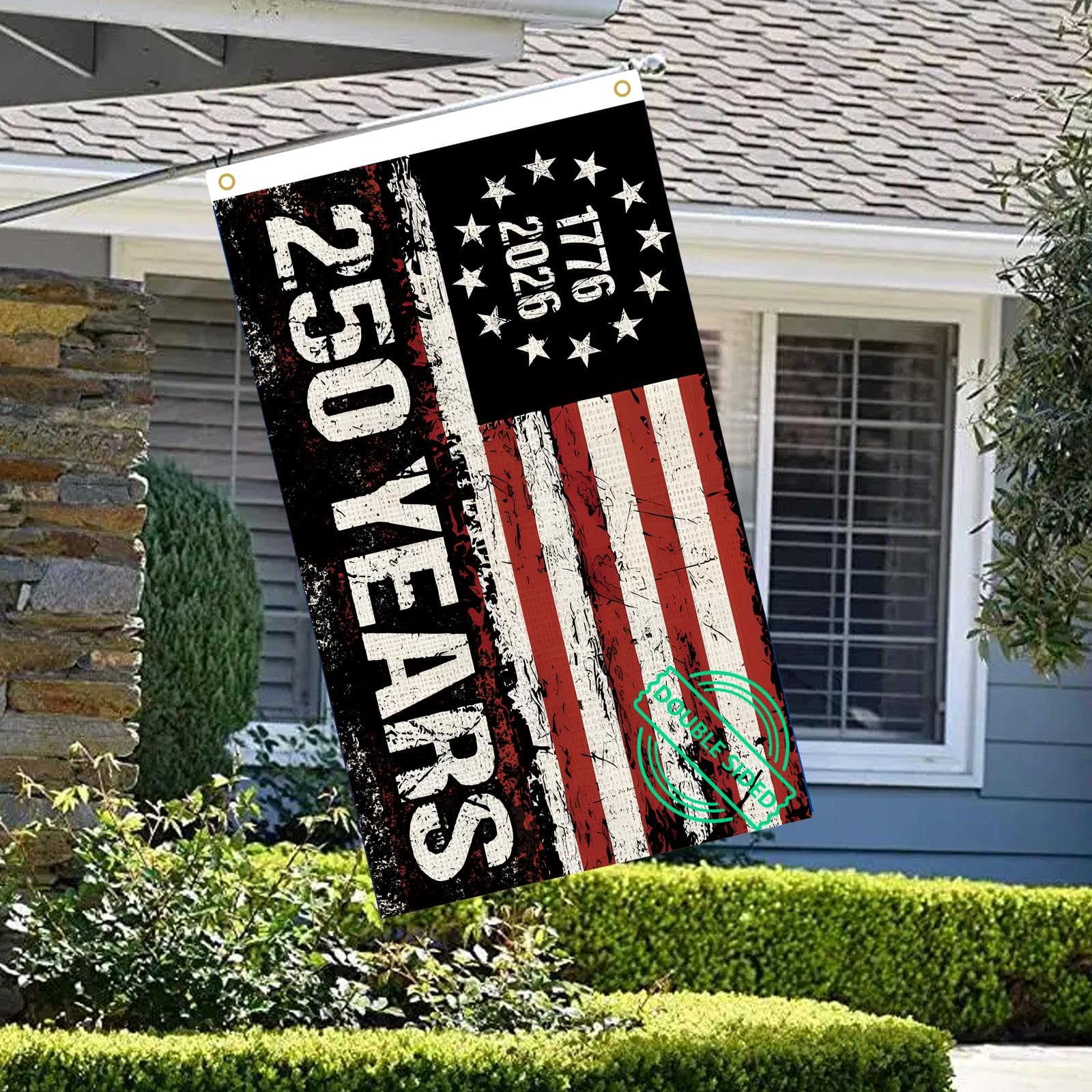 WENWELL 3x5 patriotic banner displayed outdoors on a sturdy pole.