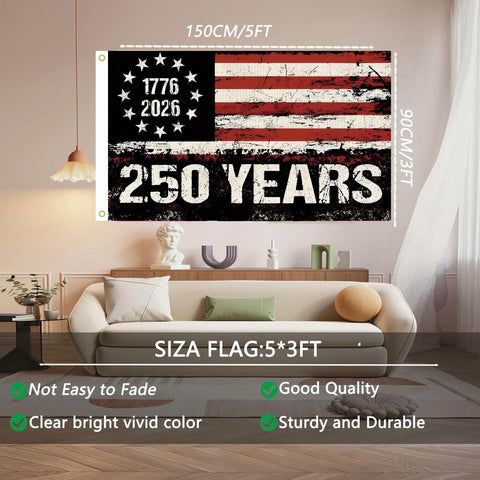 WENWELL outdoor flag with black bottom panel and bold 1776 detail.